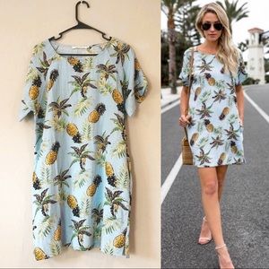 Vici Pineapple wonders pocketed shift dress.